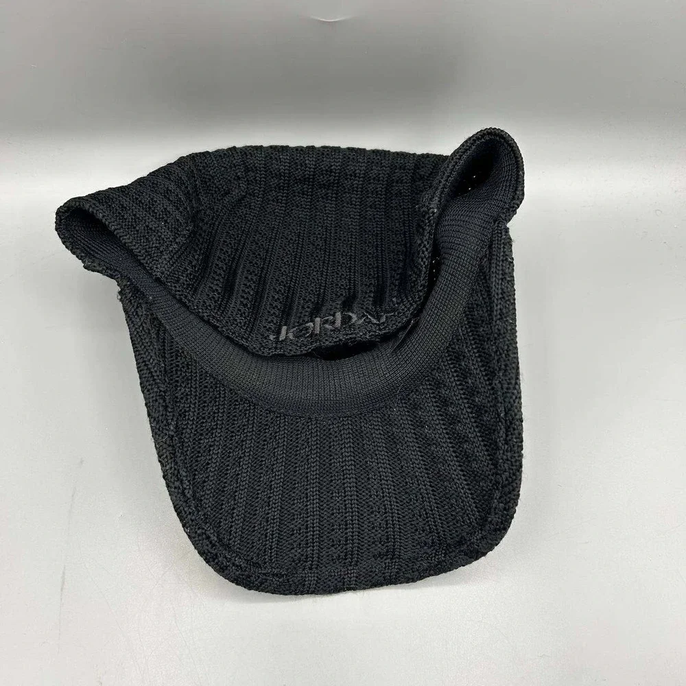 Vintage Air Jordan Hat Men M-L Black Cable Knit Jumpman Stretch Fitted Cap